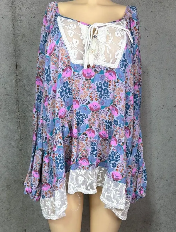 Matilda Jane Sew Perfect Tunic Top Womens Lace Tassel Floral Lace Boho 1X - Image 2