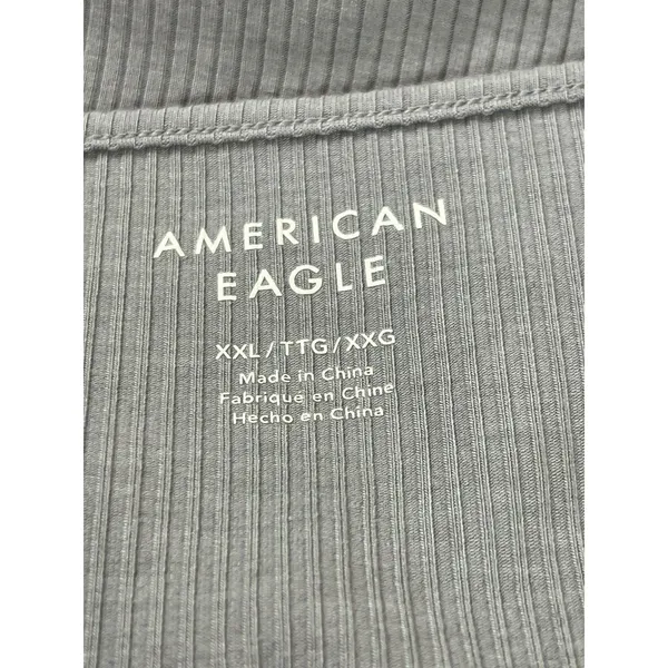 American Eagle XXL Bodysuit Gray Ribbed Long Sleeve Square Neck Henley NWT - Image 6