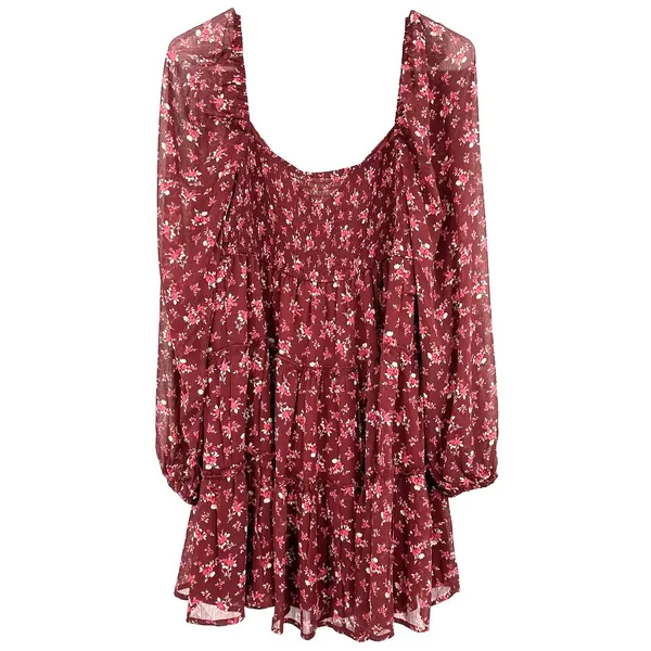 Altar'd State Size Medium Long‎ Sleeve Dress Purple Ditsy Floral Mini Length NWT - Image 2