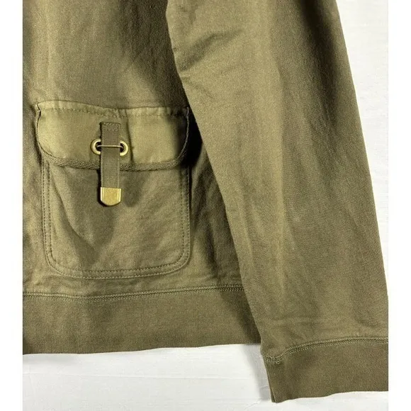 Lauren Jean Co green jacket brass detail front pockets‎ mock neck XL - Image 3