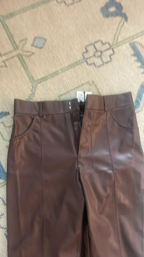 ZARA faux Leather Pants With Slit - Image 6