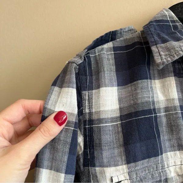 ✨ Current/Elliott Women’s‎ Blue White Plaid The Perfect Shirt Venice Plaid 1 S - Image 13