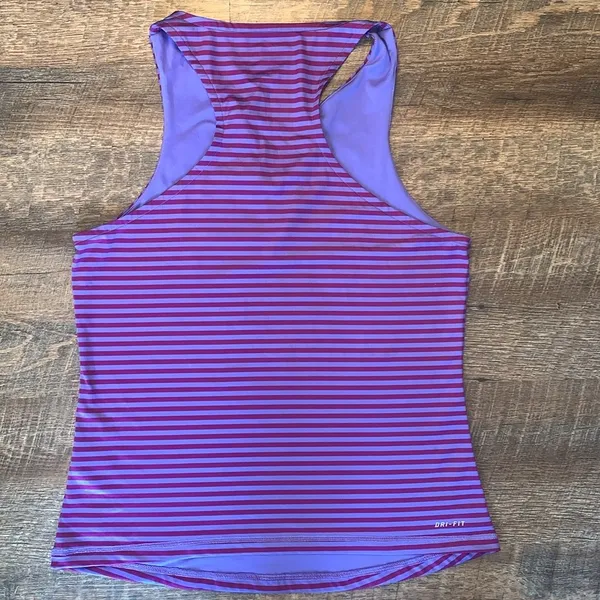 Nike Golf/Tennis/Pickleball Sleeveless Dri-Fit Purple Striped Top Women’s Large - Image 6