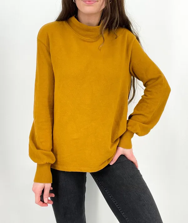 Mustard Slouchy Mockneck Longsleeve Top Size S - Image 2