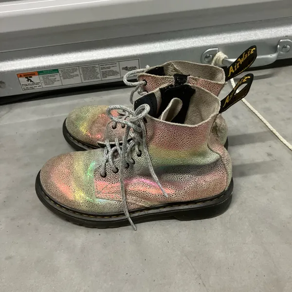 DR. MARTENS Pascal 1460 Iridescent Rainbow Lace Up Unicorn Suede Combat Boots 5 - Image 4