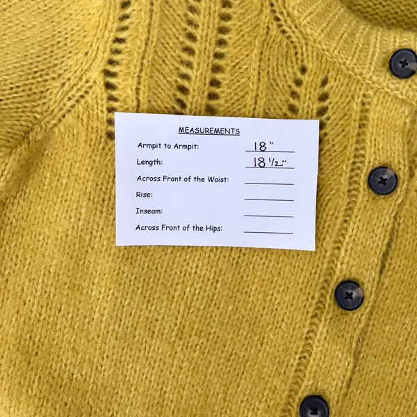 EVERLANE Pointelle Cardigan Cloud Merino Wool Alpaca Puff Sleeve Yellow X-Small - Image 13