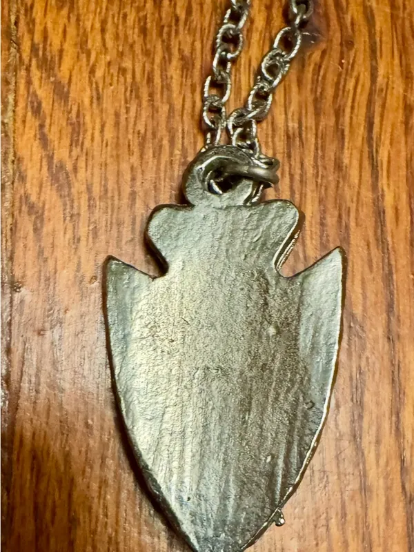 Silver Tone Arrowhead Pendant Necklace Turquoise Southwest Style 13.5” - Image 3