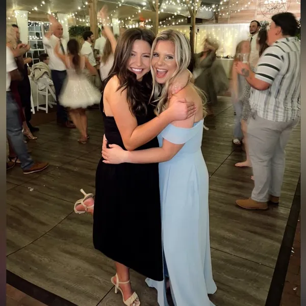 David's Bridal Dusty Blue Off the shoulders dress - Image 7