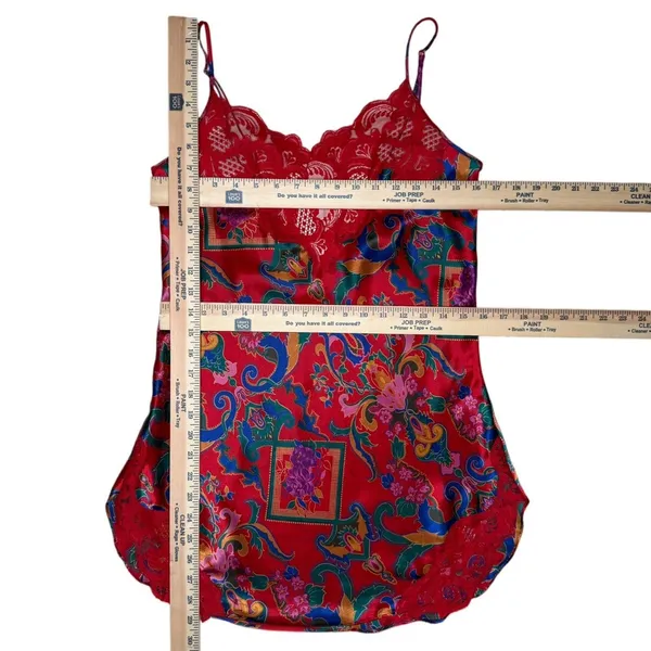 Victoria's Secret Vintage Gold Label Slip Dress Chemise S Red Lace Paisley Satin - Image 6