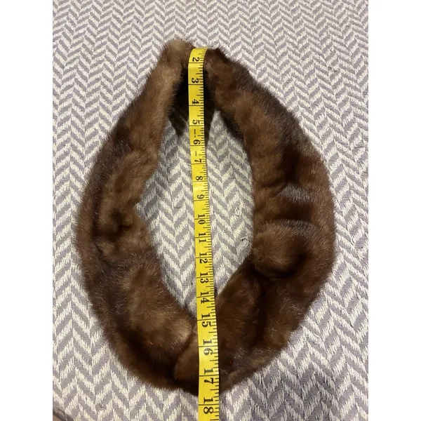 Vintage Genuine Mink Fur Collar Scarf Shawl Stole 35" Lined Light Brown Clips - Image 3