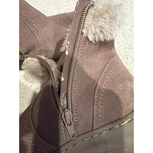 Baretraps Boots Women’s Andee Winter Snow Beige Leather Zip Button Sherpa Size 6 - Image 6