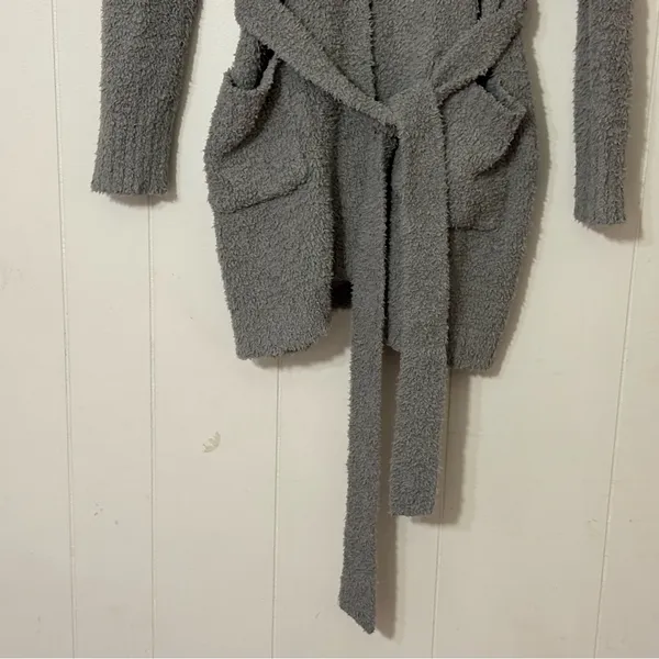 SKIMS Cozy Knit Bouclé Robe Cardigan Smoke Gray Belted Lounge Sweater XXS/XS - Image 5