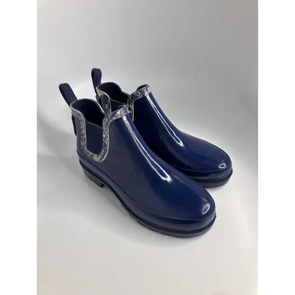 Sakroots Rain Boots Women 7 Navy Blue Excellent Rhythms Chelsea Ankle Rubber - Image 3