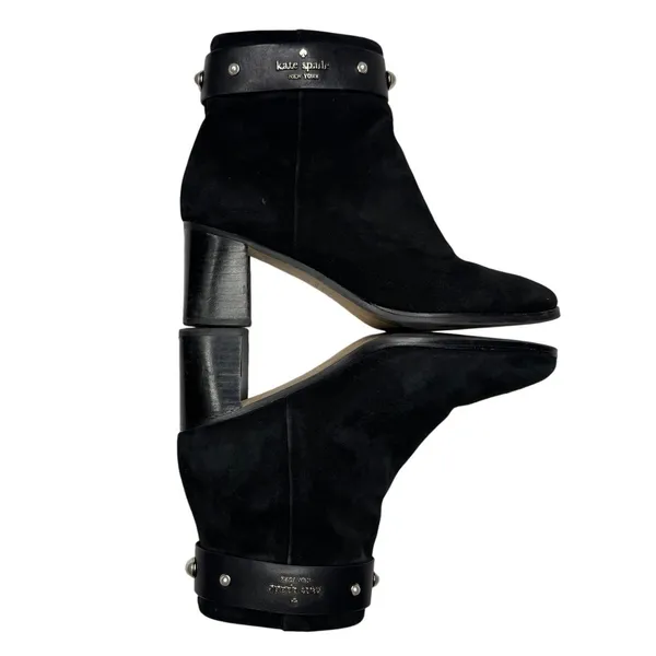 Kate Spade Morgan Pearl Booties Women’s 6B Black Suede Block Heel KE796 - Image 4