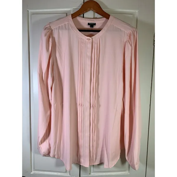 Torrid 1 Georgette Pintuck‎ Blouse Womens Plus Sz 1X Button Office Church Career - Image 3
