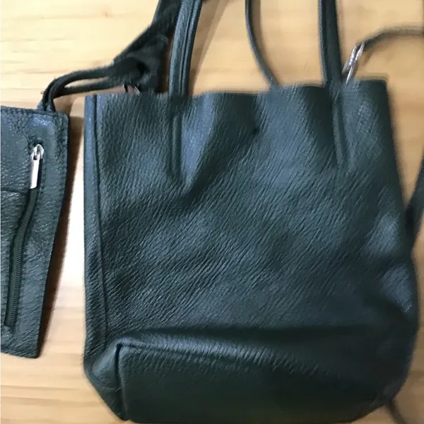 Green BUCKET CROSSBODY BAG Pebbled‎ LEATHER Made in Italy - Image 6