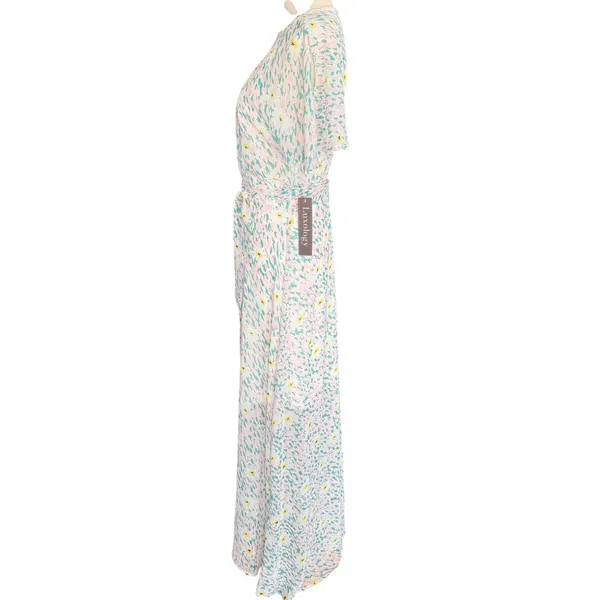 Luxology Women Pink Mint Floral‎ Faux Wrap Maxi Dress Short Flutter Sleeve NWT - Image 8