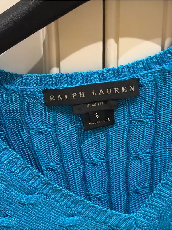 Ralph Lauren Women's V-Neck Cable Knit Sweater in Bright Teal - Image 2