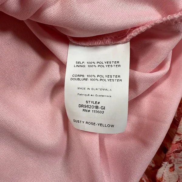 Lush Midi Dress Women's Medium Dusty Rose Yellow Floral Print Ruffle New - Image 7