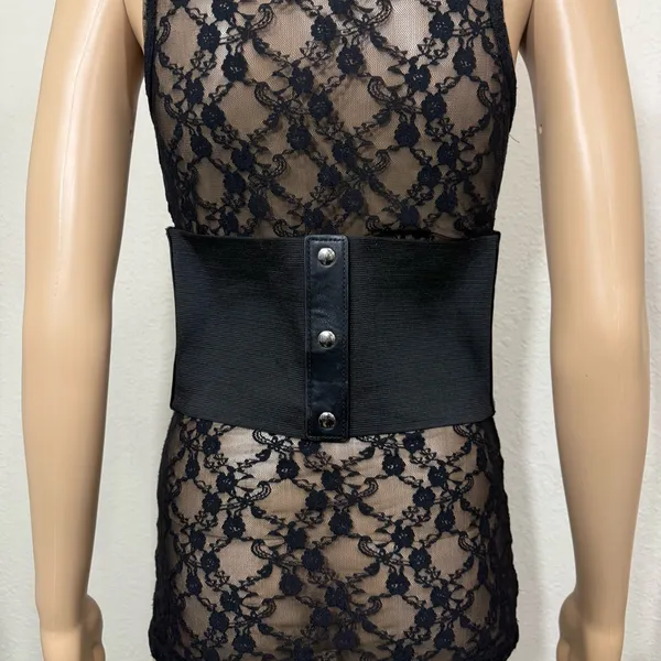 Black Faux Leather Corset New - Image 8