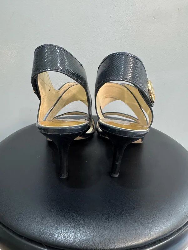 Navy Blue Michael Kors Joselle Patent Leather Slingbacks Size 7 EUC - Image 3