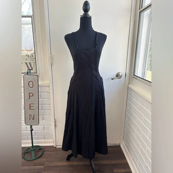 Anthropologie NEW WITH TAGS Cotton Bib‎ Overall Midi Dress 8 boho minimalist - Image 3