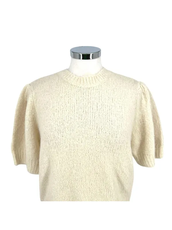 Vero Moda Puff Sleeve Cream Sweater Size Large Light Academia Cottagecore - Image 2