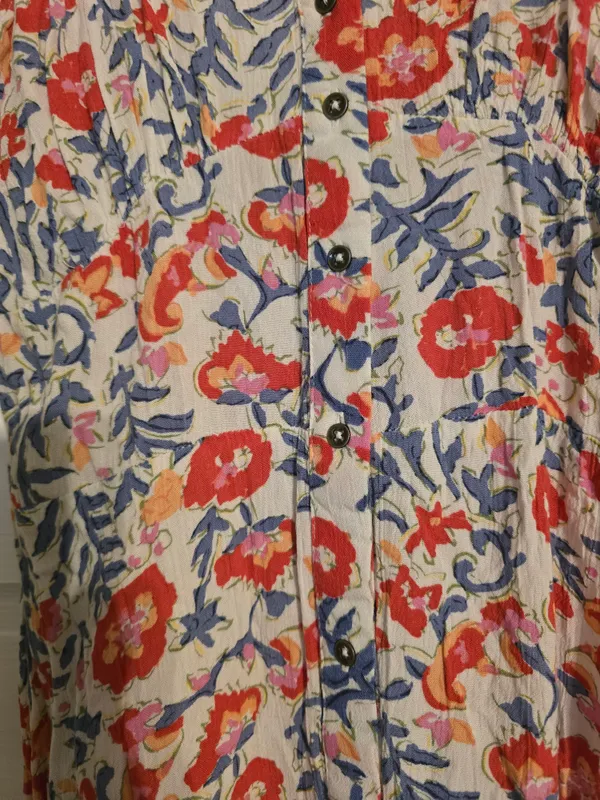 Billabong Cream Floral Spaghetti-Strap Maxi Dress with Red & Blue Blooms - Image 3