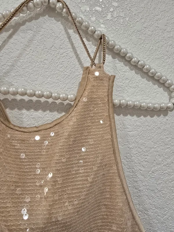 Mistress Rocks Sandstone Sequin Open Back Top small - Image 6
