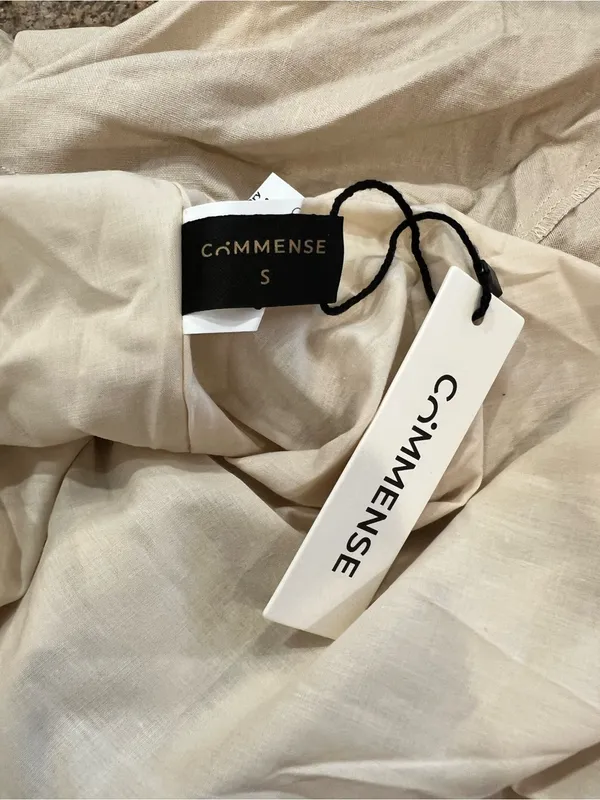 Commense Cut-Out Linen Blend Halter Maxi Dress Khaki Beige Small NWT - Image 6