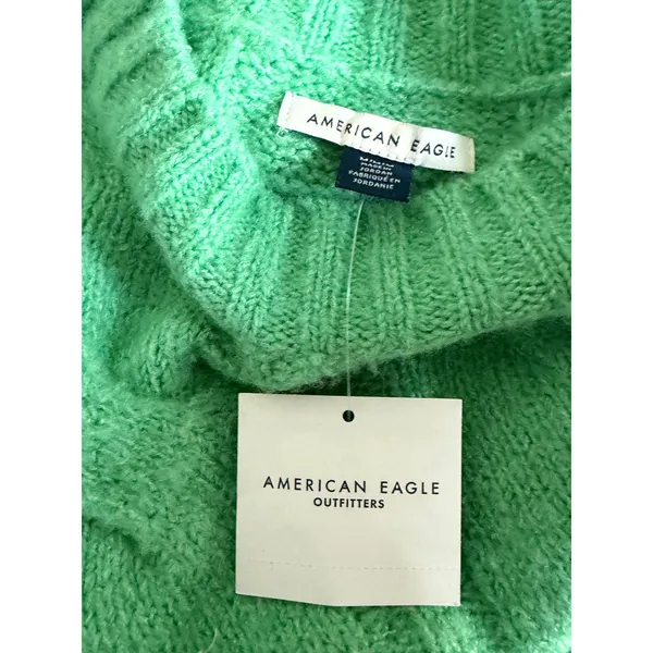 American Eagle‎ Outfitters Cable Knit Sweater Green Oversized Relaxed Fit Size M - Image 3
