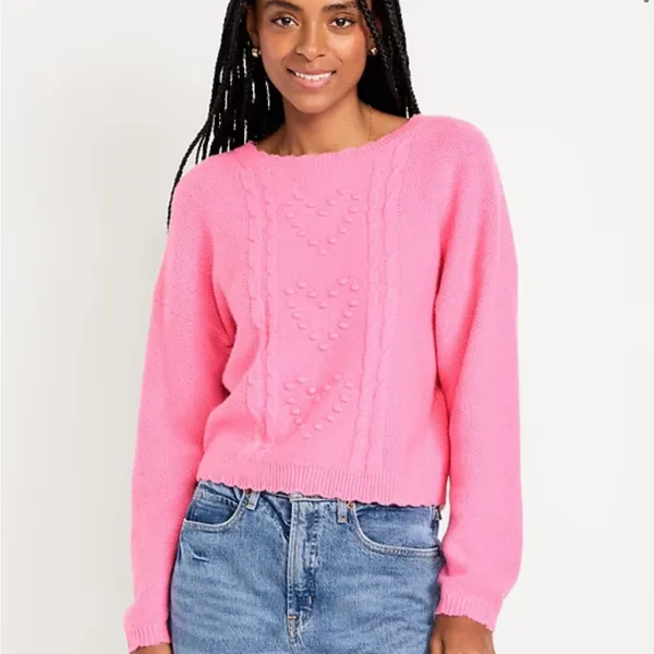 Old Navy SoSoft Crew-Neck Bobble Heart Sweater - Image 3
