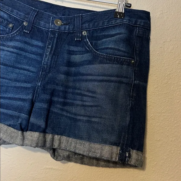 RAG & BONE Cuffed Dark Denim‎ HIGH RISE SHORTS Size 28 - Image 2