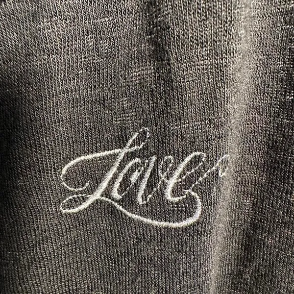 B79. Victoria's Secret black long sleeve top with "Love" embroidery. Size L - Image 2