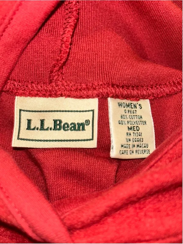 Women's L.L.Bean Red Fleece Hoodie Size M - Image 3