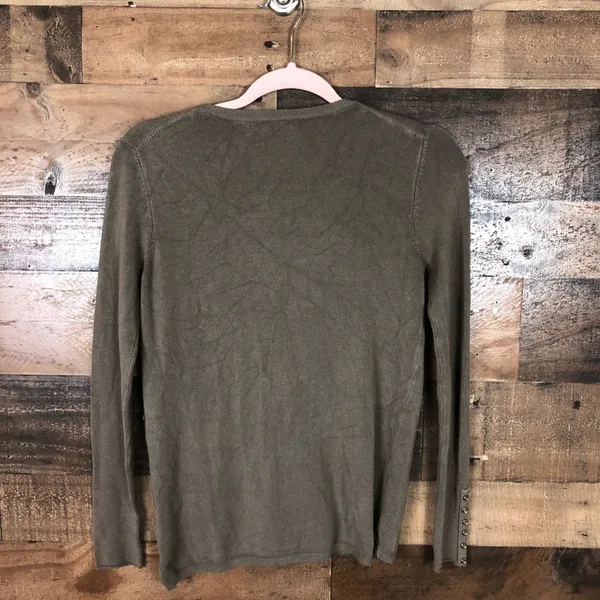 Zara Knit Women Olive Green Button Front Cardigan Sweater Cuff Detail Size M‎ - Image 5