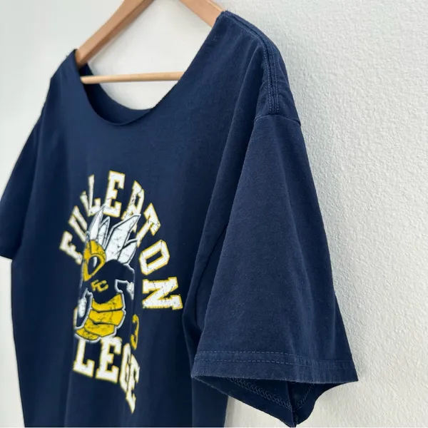 Fullerton College Navy Off the Shoulder T-Shirt - Image 5
