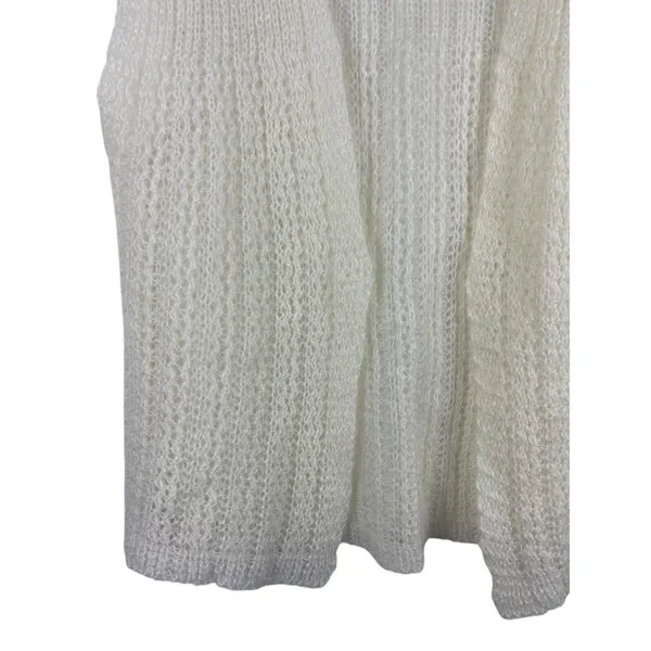 VTG Women’s Ivory Knit Open Front Sweater Vest Textured Lightweight Gradmacore S - Image 5