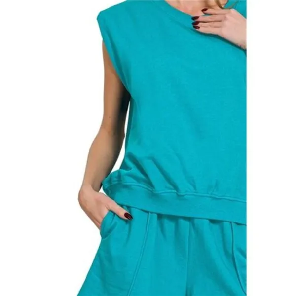 Zenana French Terry‎ Sleeveless Top & Shorts Set - Image 3
