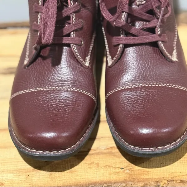 Clark's‎ Whistle Bea Leather Ankle Boots Lace Up Side Zip Plaid Size 10 A43 - Image 7