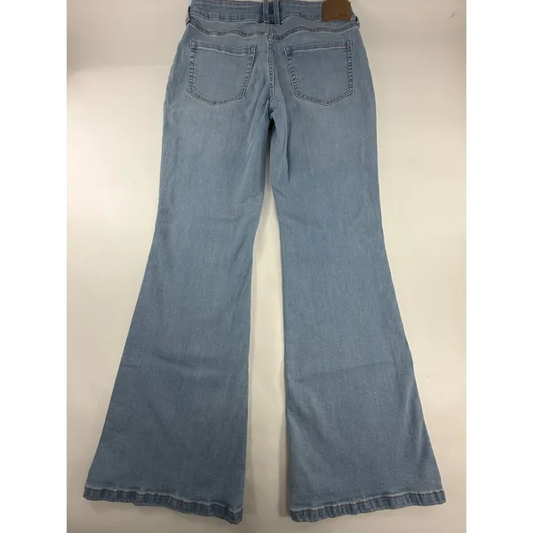 Aeropostale Low Rise Flare Jeans Light Wash Blue Patch Pockets LXSFBA195 25x30.5 - Image 2