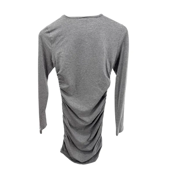 Aritzia Tna Chill Malibu Ruched Long Sleeve Dress S Grey Cotton Bodycon Mini M - Image 6