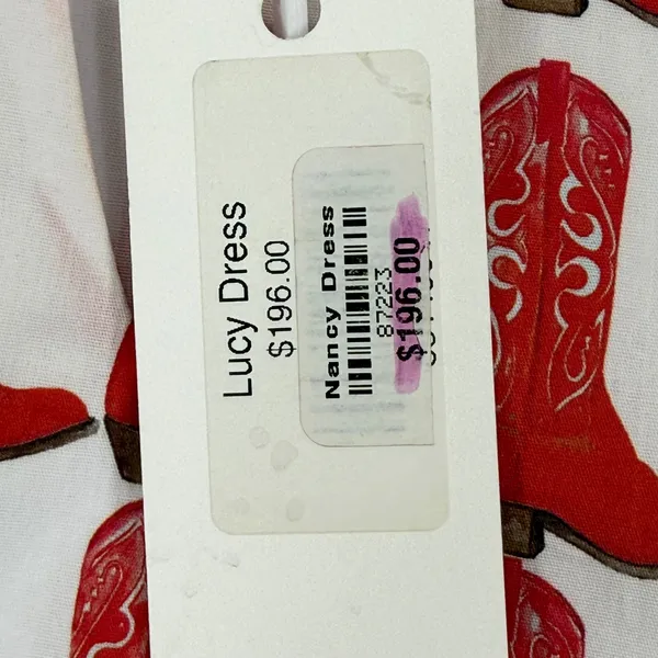 Brooke Wright‎ Lucy Dress Medium White Red Cowboy Boot Cotton Poplin NWT READ - Image 3
