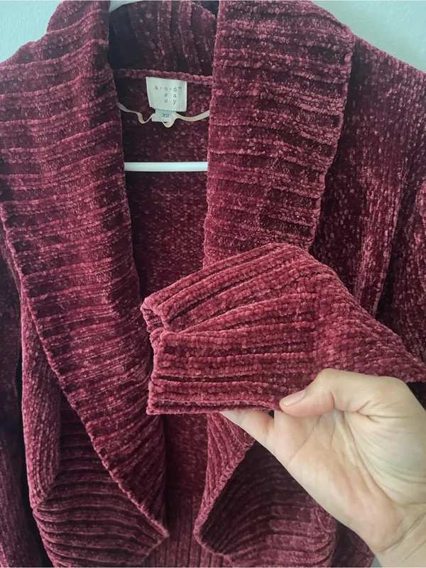 a new day Chenille Open-Front Cardigan - Burgundy - Image 4