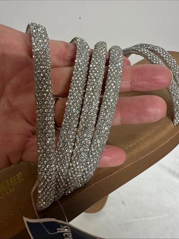 Cushionaire Silver Rhinestone Multi-Strap Slide Sandals - Women - Image 8