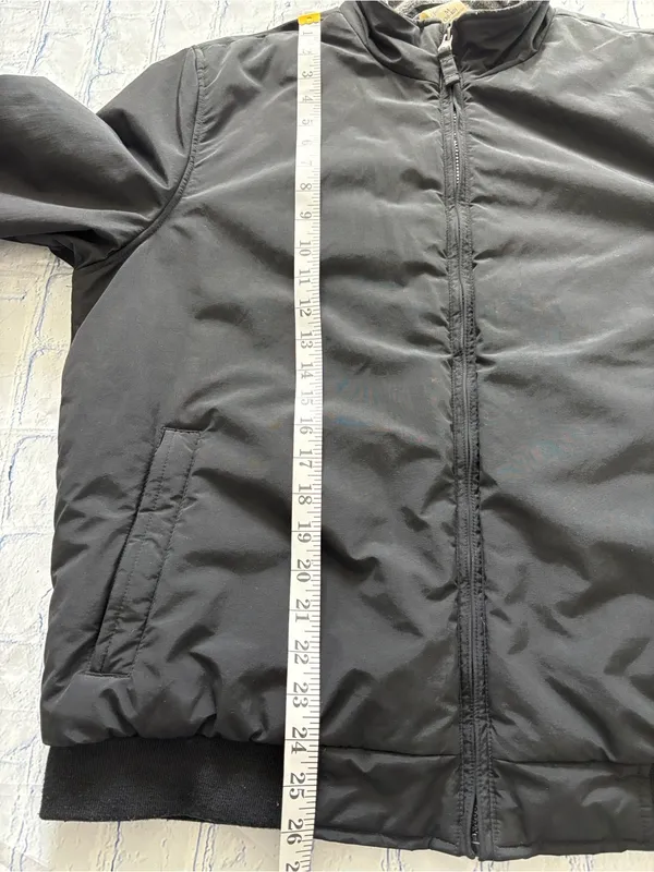 Y2K 2000s Faded Glory Men's Black Fleece-Lined Utility Bomber Jacket Size M⁠ - Image 14