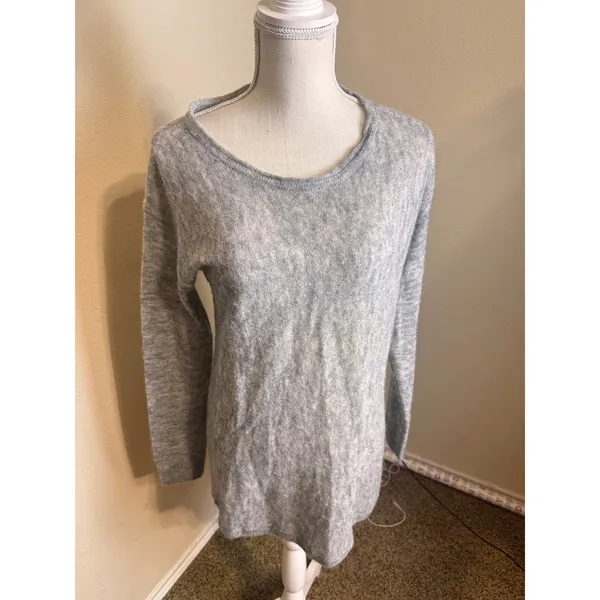 One Grey Day Alpaca Merino Wool Blend Back Cutout Sweater Gray Size L - Image 7