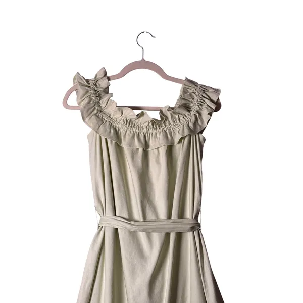 Antonio Melani Womens Elina Dress 4 Light Green Linen Ruffle Midi Cottagecore - Image 3