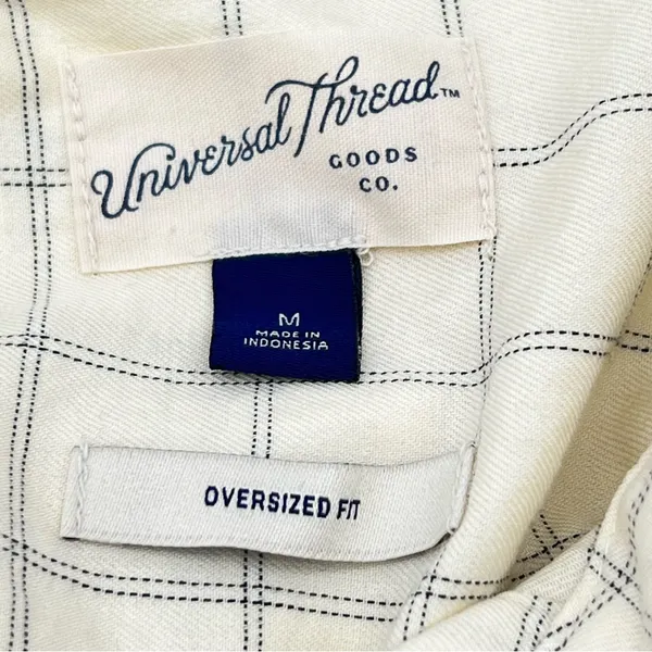 Universal Thread Women’s Cream Plaid Button Down 100% Cotton Shirt-Size M - Image 9
