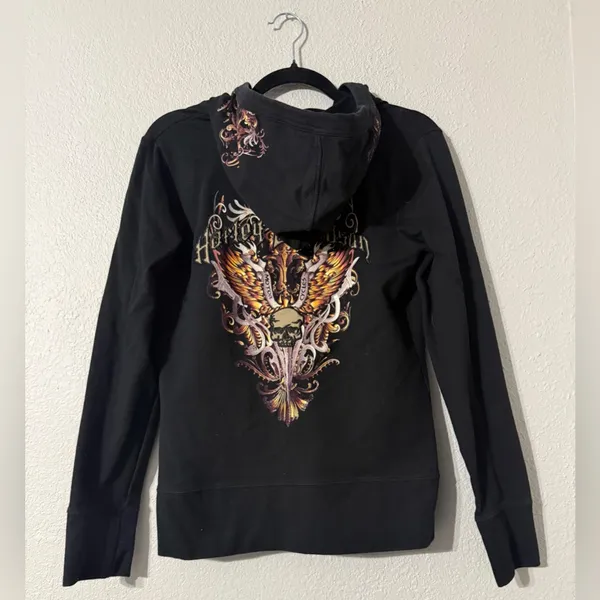 Harley-Davidson Black Hoodie with Embroidered Design - Image 4